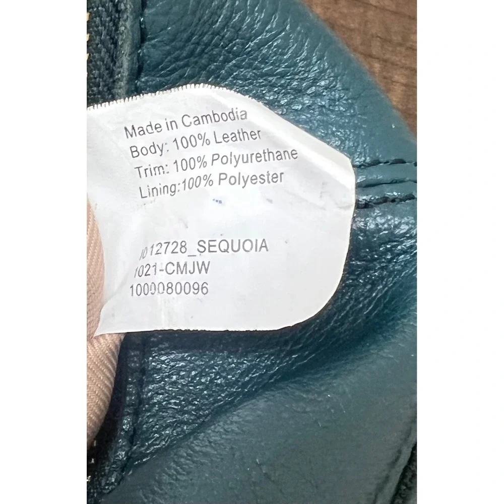 The Sak Sequoia Leather Shoulder Bag Teal Blue Green Hobo Purse Brass Hardware